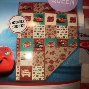 🏎️ Disney Cars Full/Queen Quilted Blanket in Red, Teal, Cream